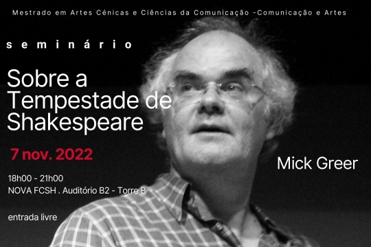 Seminário “Sobre a Tempestade de Shakespeare”, com Mick Greer